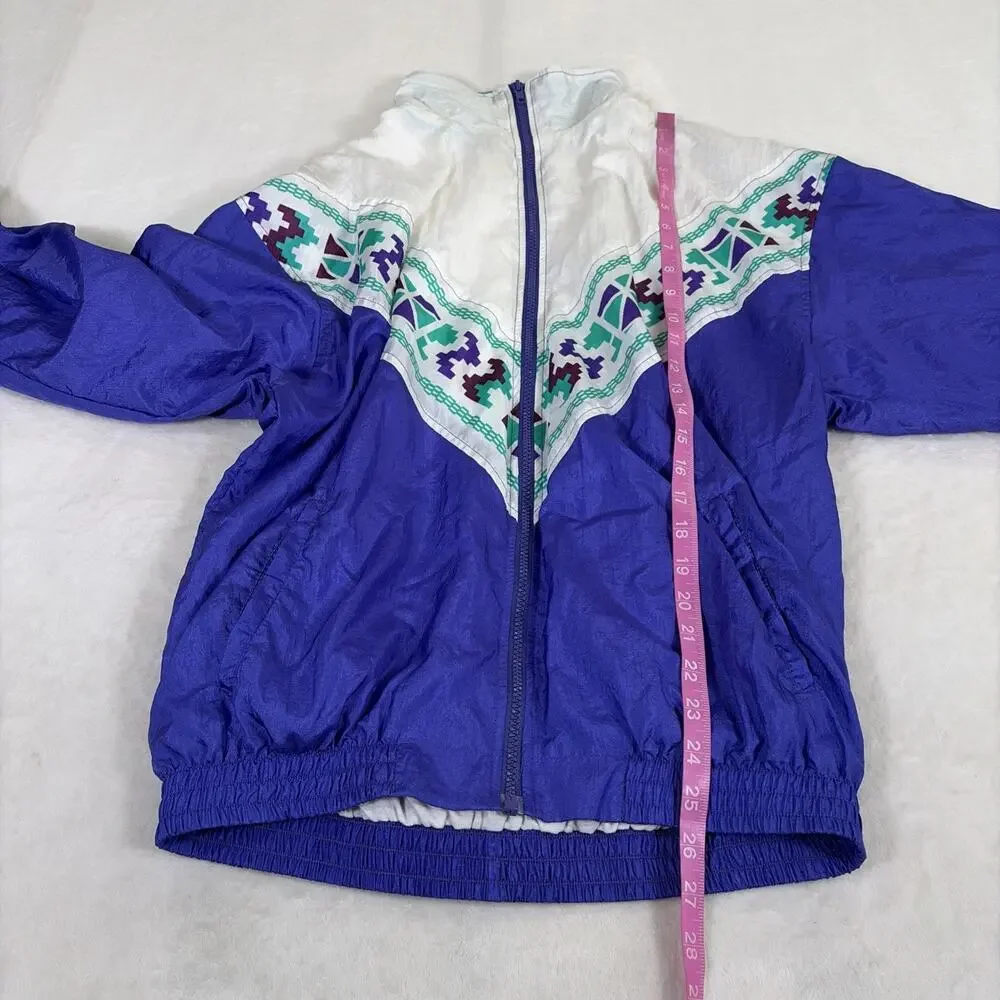 Vntg Winterset Windbreaker Track Suit Jacket Pants Large Aztec Print Prpl/Turq - Picture 15 of 16